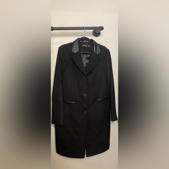 Lauren Ralph Lauren Faux Leather Trim Wool Blend Longline Coat - Picture 5 of 8
